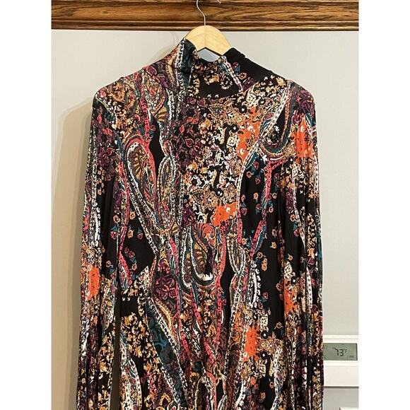 Free People Dress Womens All Dolled Up Floral Mock Neck Sz L New Cutout Sexy - Picture 2 of 12